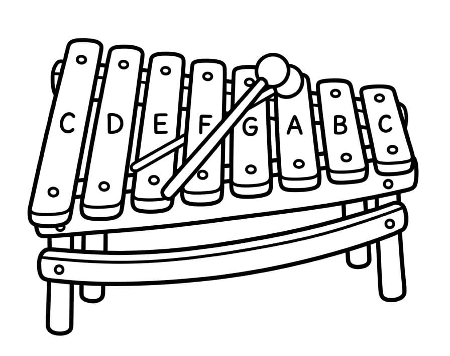 Fise de colorat cu Xilofon ușor
