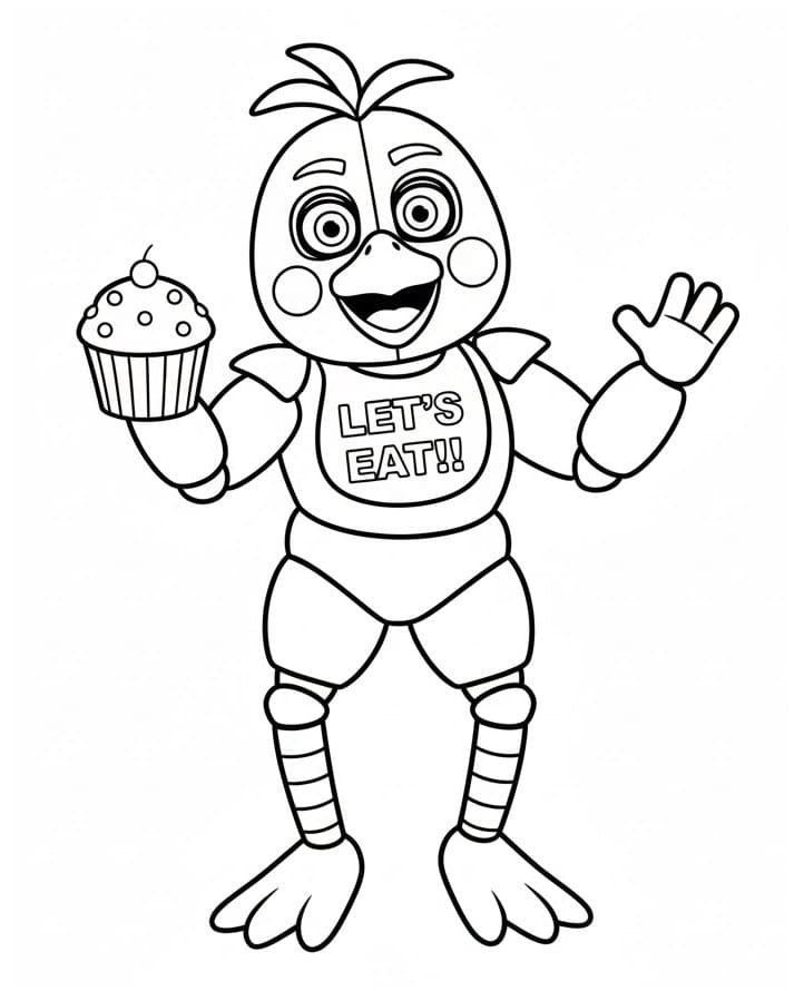 Fise de colorat cu Chica din FNAF