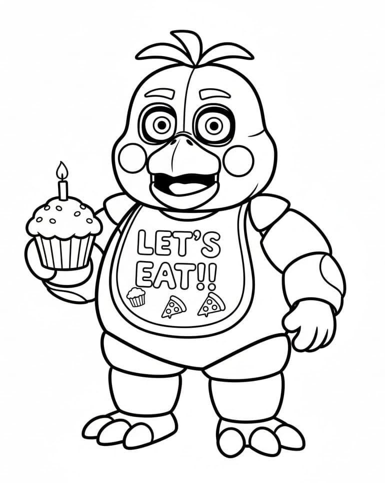 Fise de colorat cu Chica din Five Nights At Freddy's