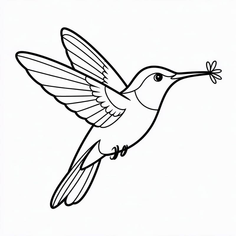 Fise de colorat cu Colibri fantastic