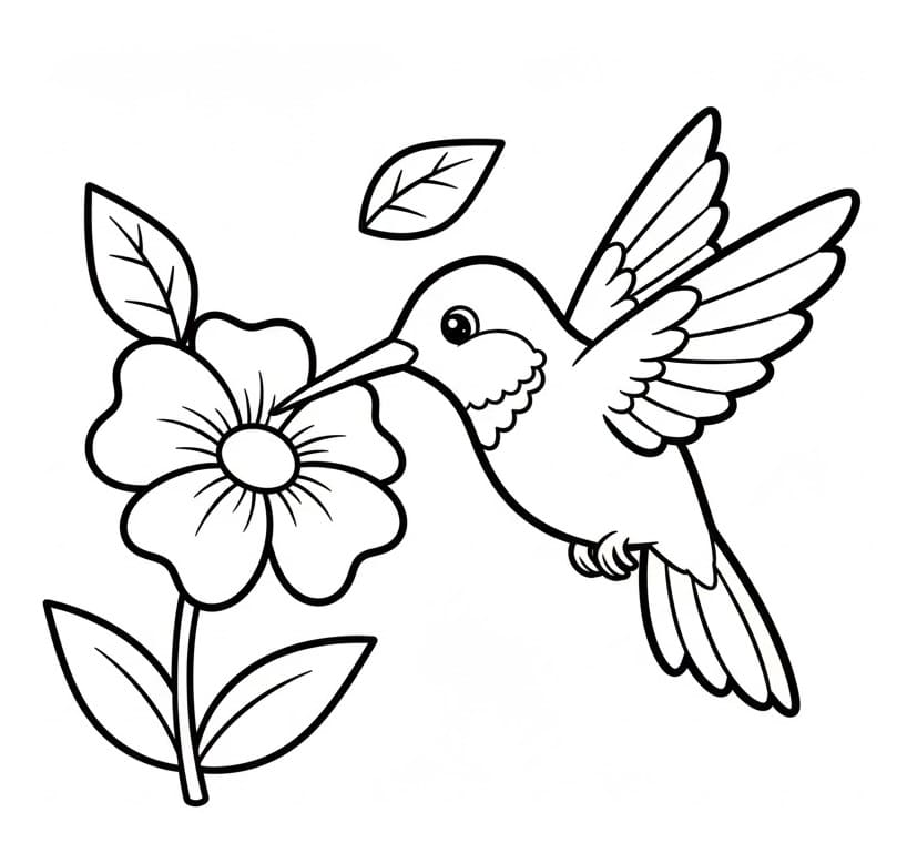 Fise de colorat cu Colibri imprimabil pentru copii