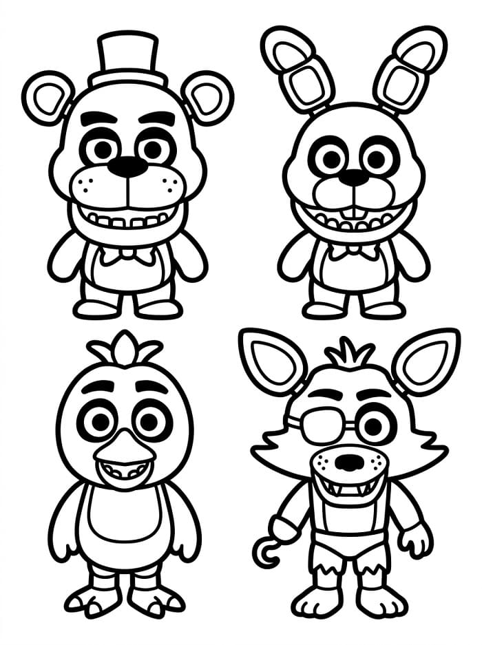 Fise de colorat cu Drăguț FNAF