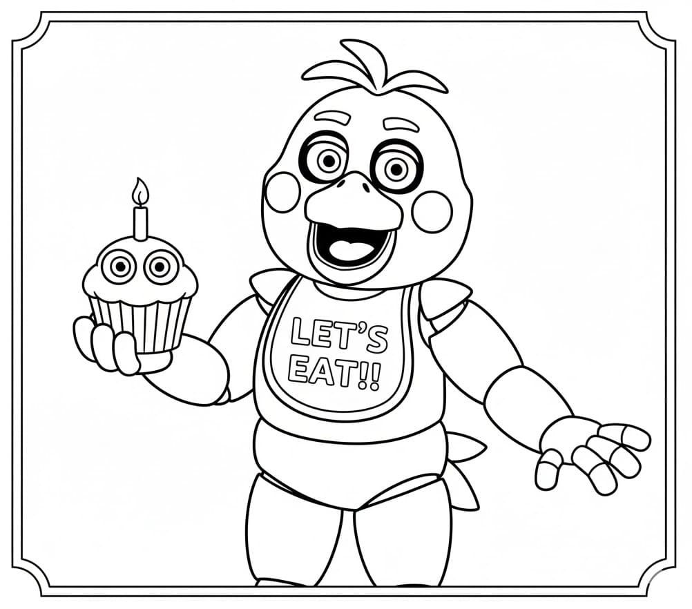 Fise de colorat cu Five Nights At Freddy's Chica