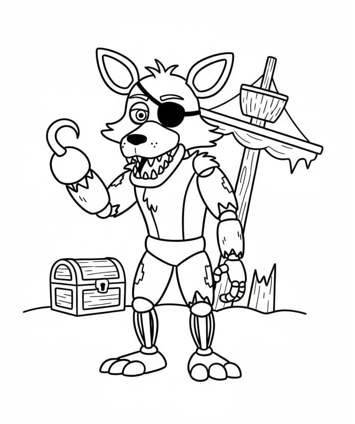 Fise de colorat cu Five Nights At Freddy's Foxy