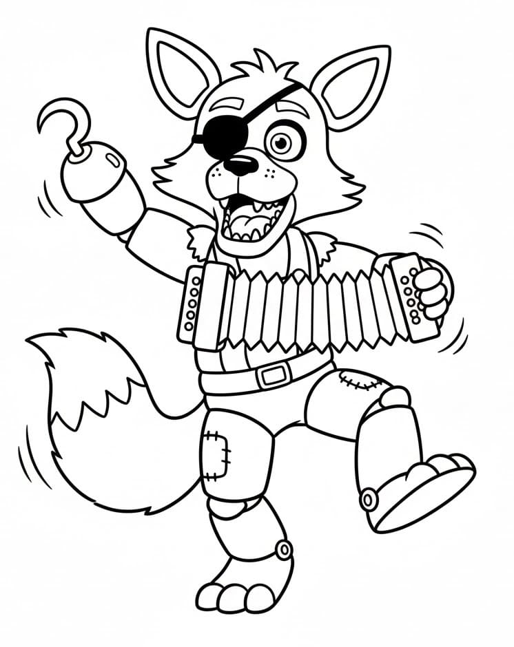 Fise de colorat cu Foxy din Five Nights At Freddy's