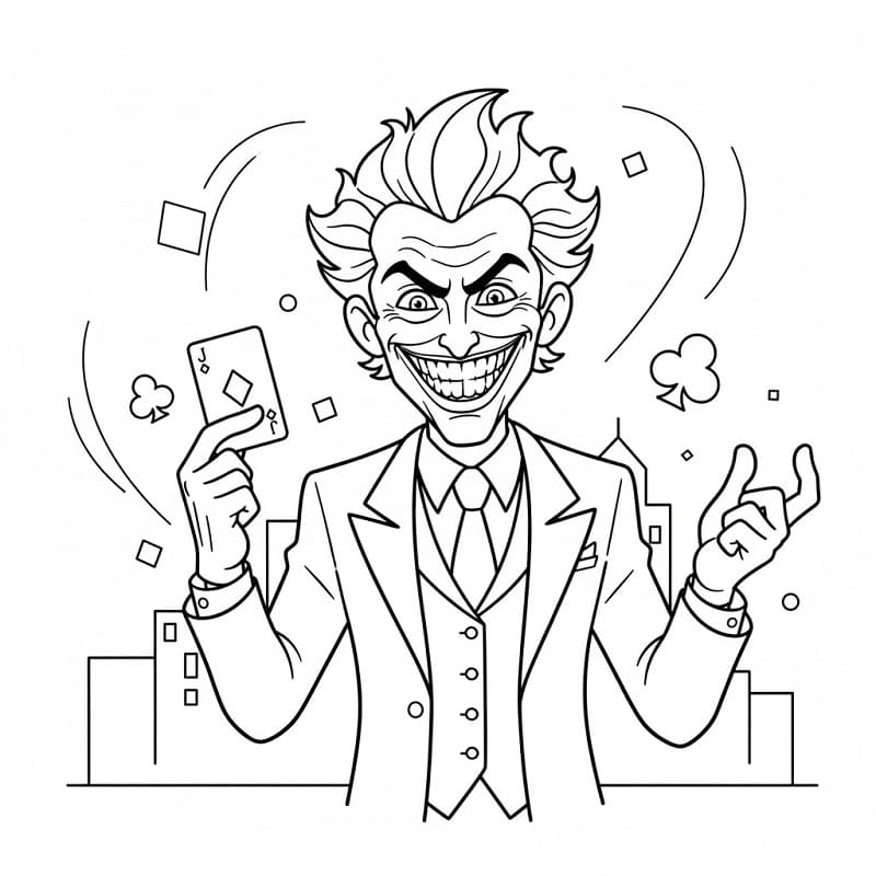 Fise de colorat cu Joker care râde