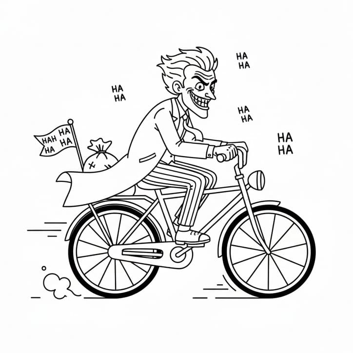 Fise de colorat cu Joker, răufăcător DC