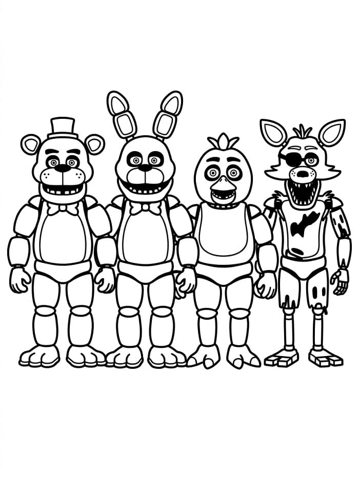 Planse de colorat cu Five Nights at Freddy’s (FNAF)
