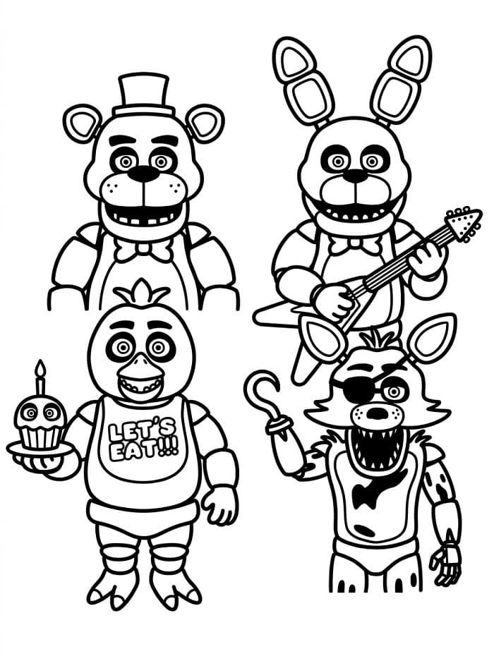 Fise de colorat cu Personaje din FNAF