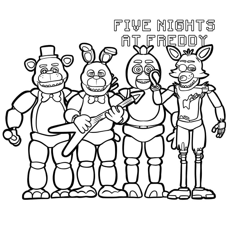 Fise de colorat cu Personaje din Five Nights At Freddy's