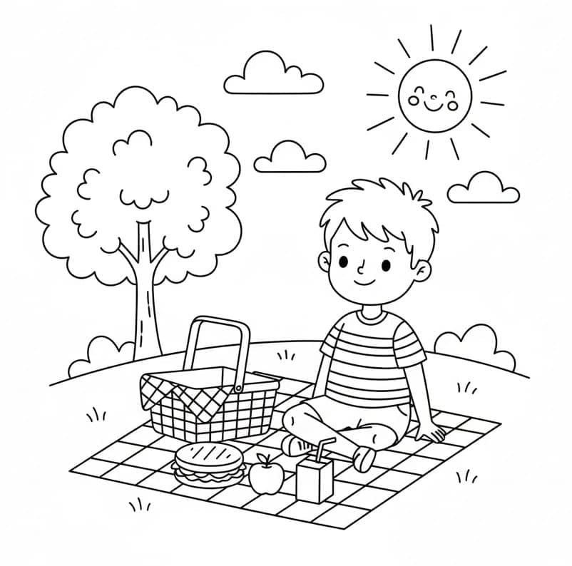 Fise de colorat cu Picnic gratuit