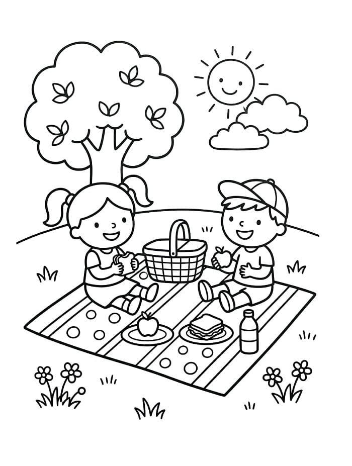Planse de colorat cu Picnic