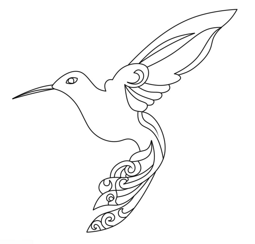 Fise de colorat cu Un colibri drăguț