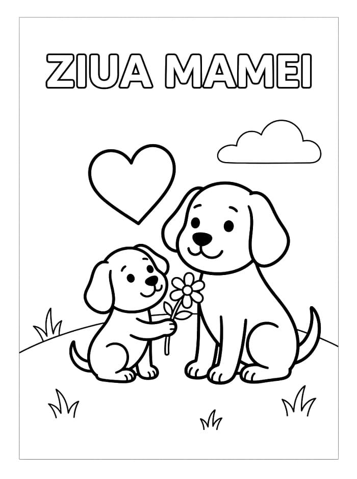 Fise de colorat cu Ziua Mamei simplă