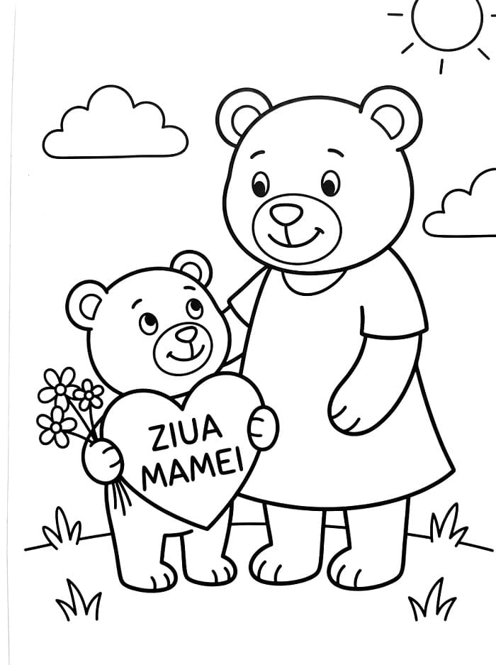 Fise de colorat cu Ziua Mamei ușoară