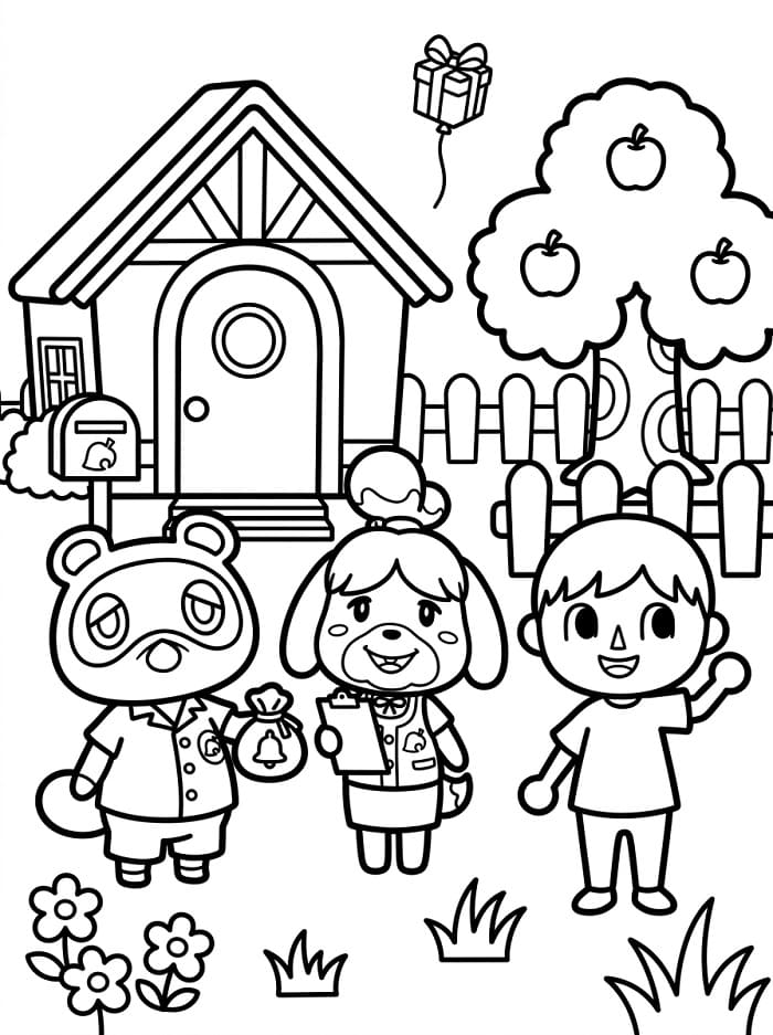 Fise de colorat cu Animal Crossing foarte drăguț
