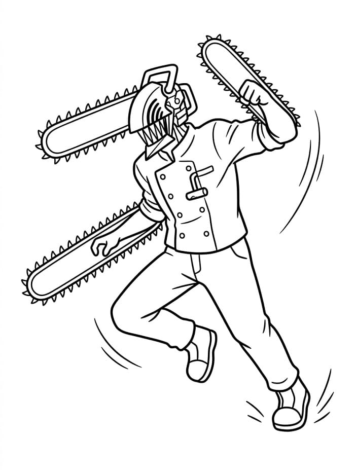 Fise de colorat cu Anime Chainsaw Man