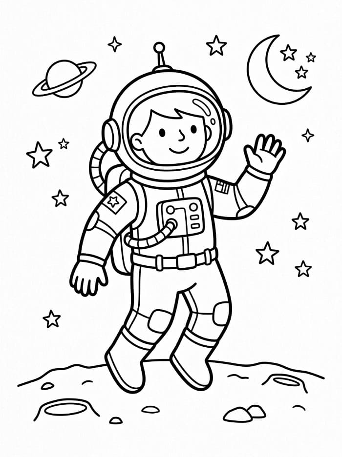 Fise de colorat cu Astronaut animat