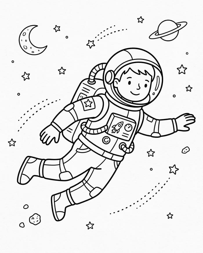 Fise de colorat cu Astronaut cool