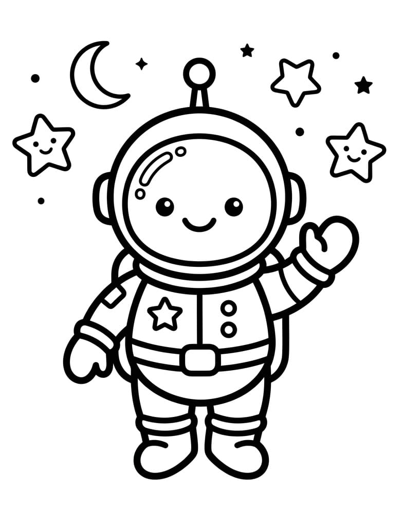 Fise de colorat cu Astronaut drăguț