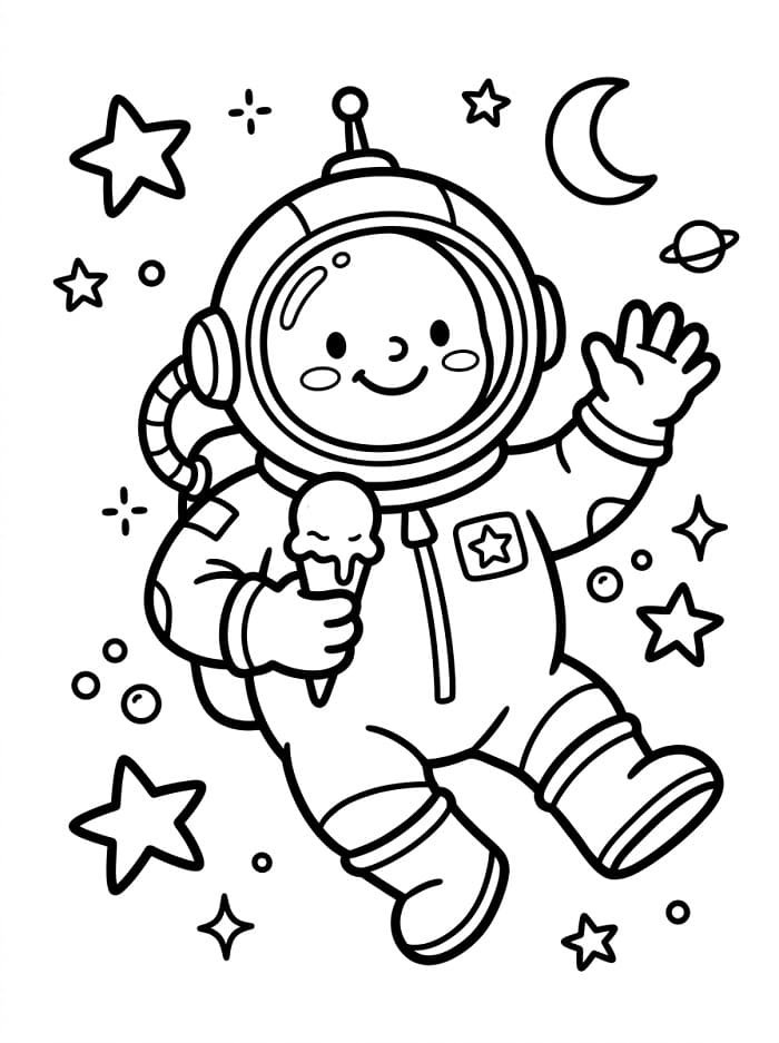 Fise de colorat cu Astronaut fericit