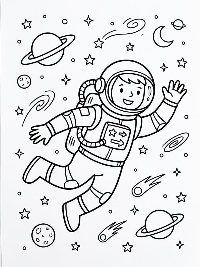 Fise de colorat cu Astronaut grozav