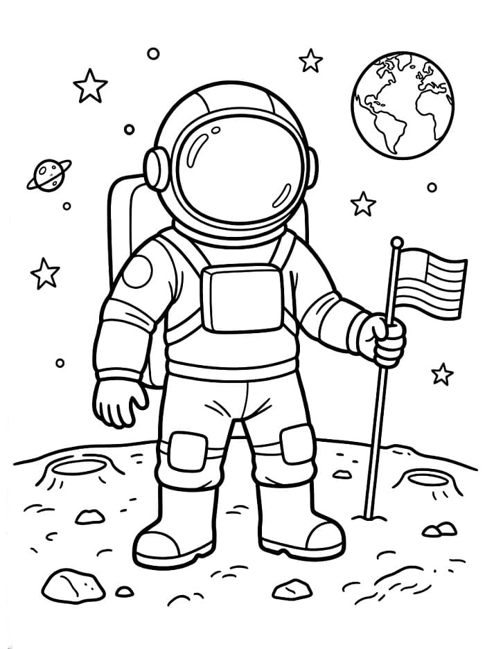 Fise de colorat cu Astronaut imprimabil