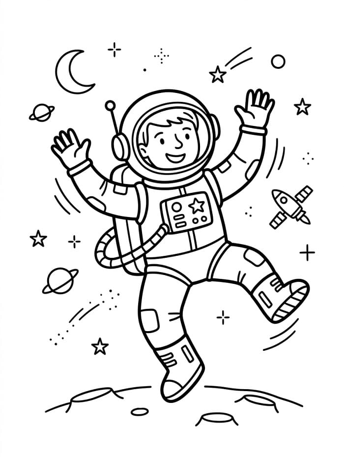 Fise de colorat cu Astronaut în spațiu