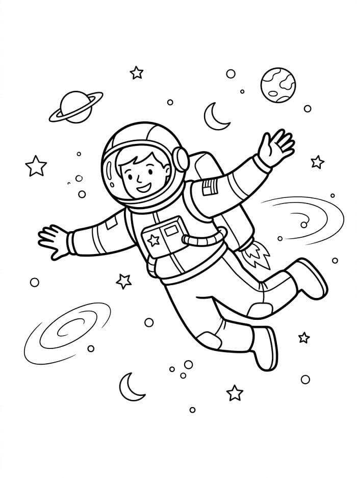 Fise de colorat cu Astronaut plăcut