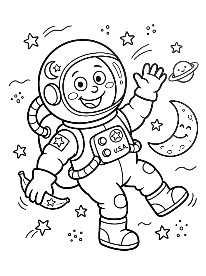 Fise de colorat cu Astronaut prietenos
