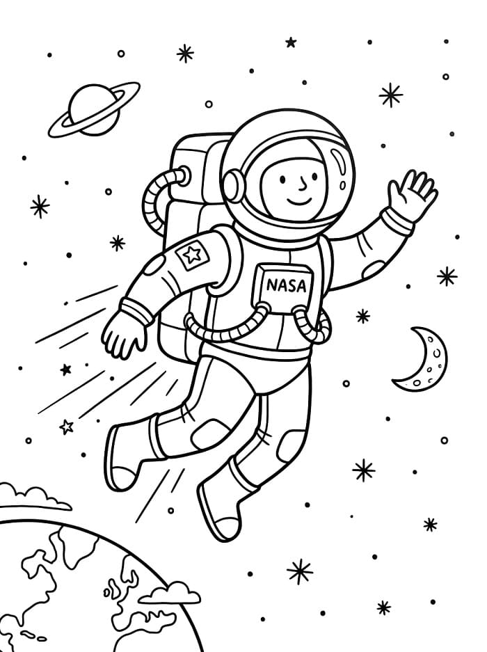 Fise de colorat cu Astronaut uimitor