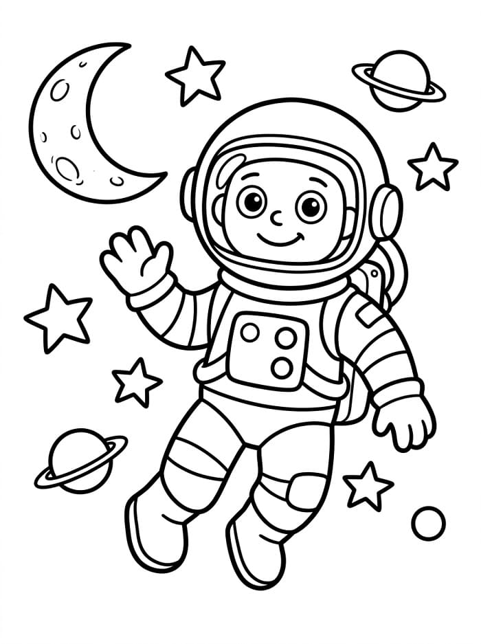 Fise de colorat cu Astronaut ușor