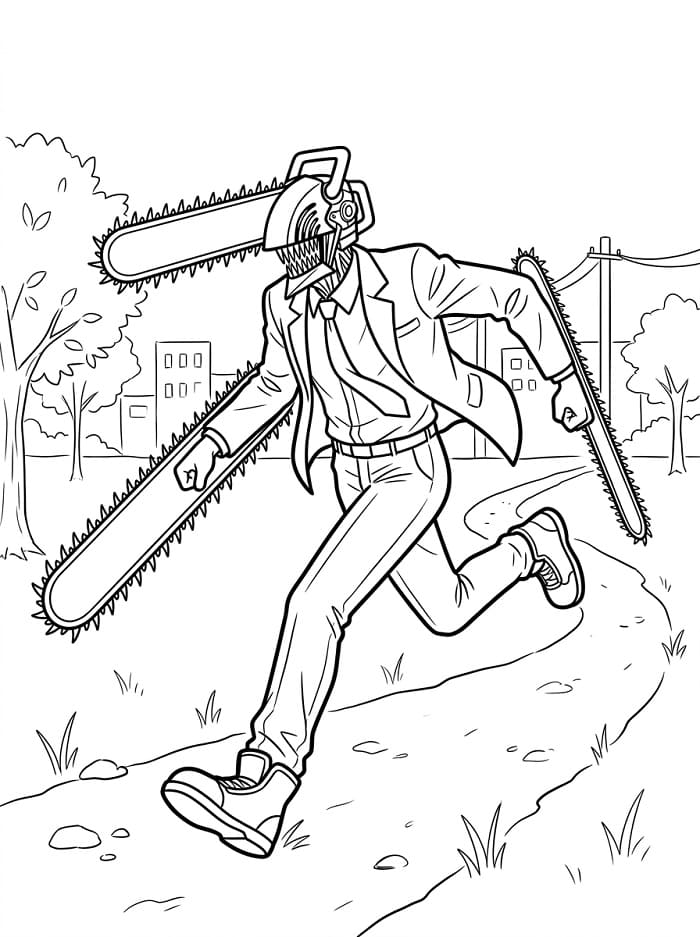 Fise de colorat cu Chainsaw Man Anime