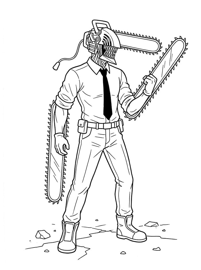 Fise de colorat cu Chainsaw Man cool