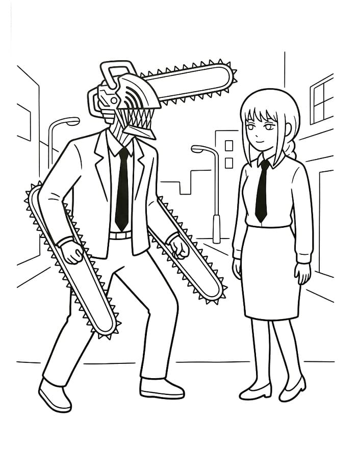 Fise de colorat cu Chainsaw Man gratuit de tipărit