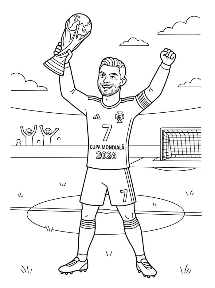 Fise de colorat cu Cupa Mondială 2026 Ronaldo