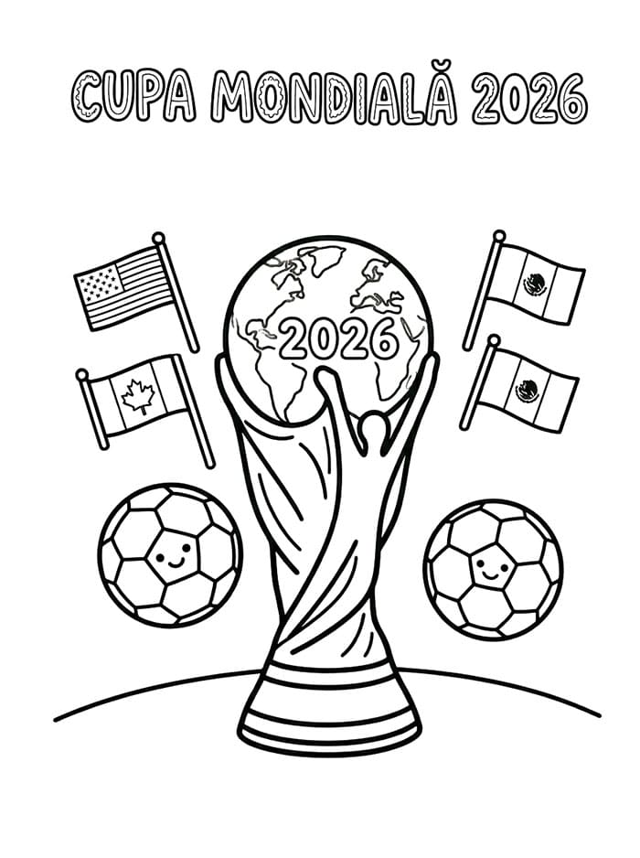 Fise de colorat cu Cupa Mondială 2026 fără cost