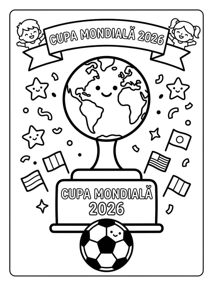 Fise de colorat cu Cupa Mondială 2026 gratis