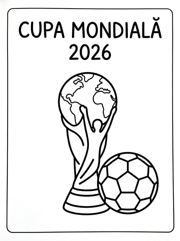 Fise de colorat cu Cupa Mondială 2026 imprimabilă gratis