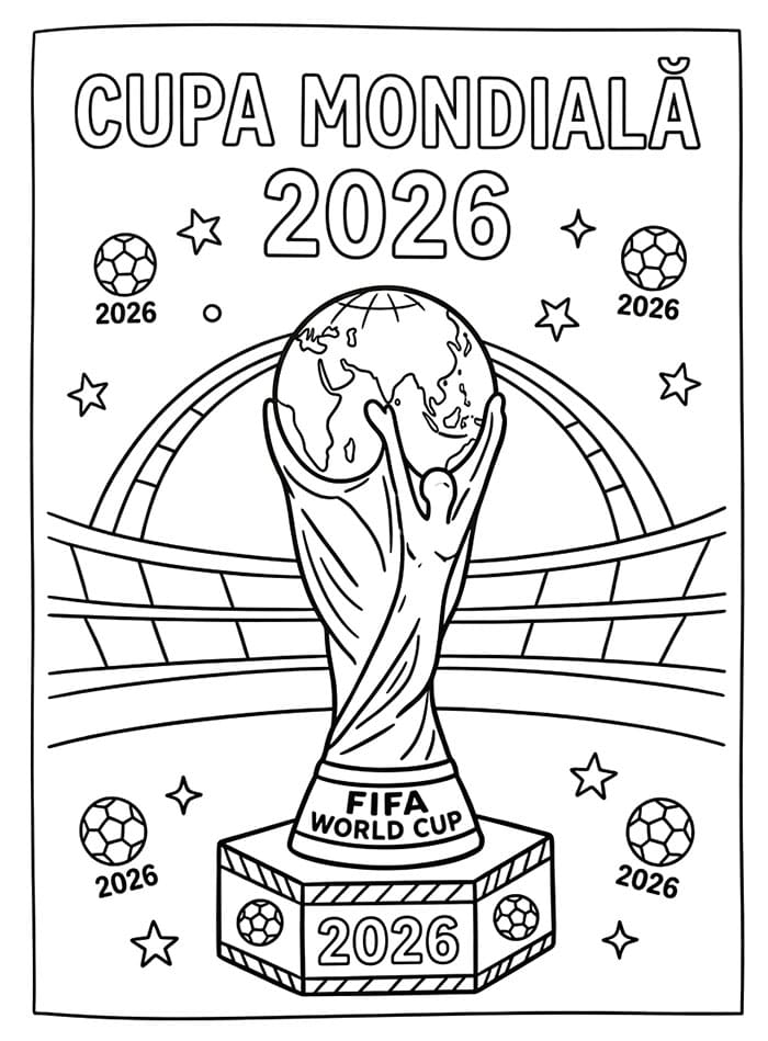 Fise de colorat cu Cupa Mondială 2026 imprimabilă gratuit