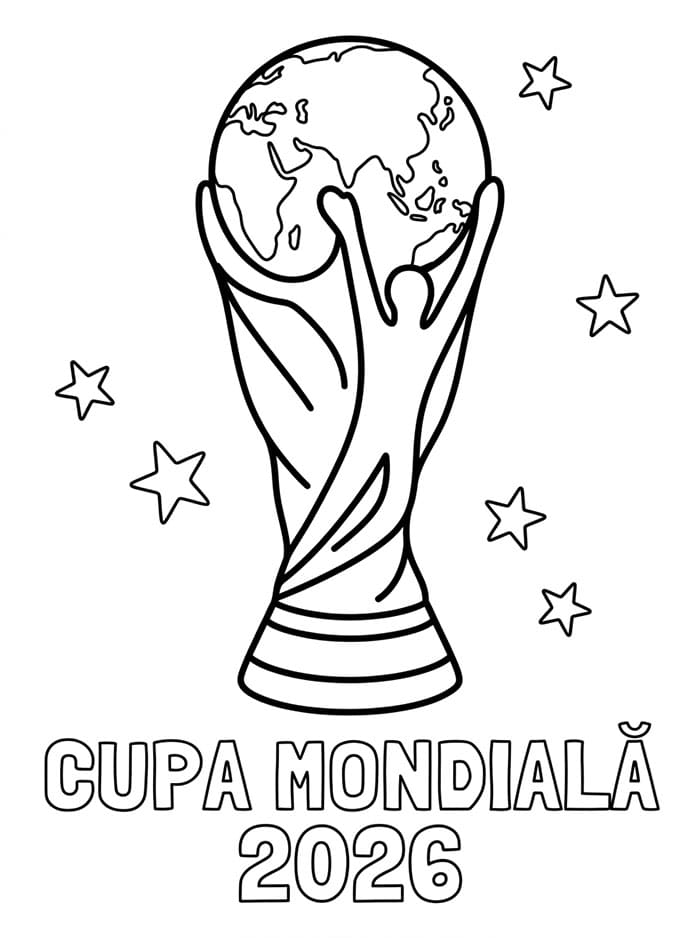 Fise de colorat cu Cupa Mondială 2026 imprimabilă pentru copii