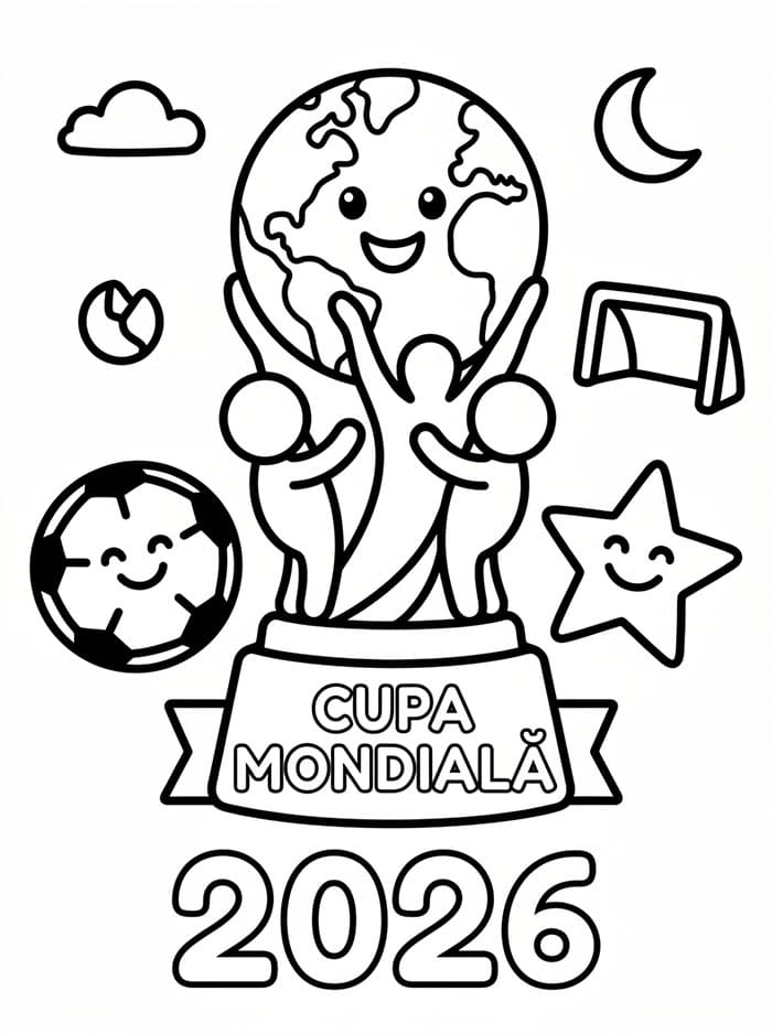 Fise de colorat cu Cupa Mondială 2026 imprimabilă