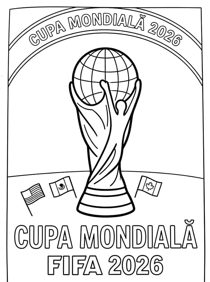 Fise de colorat cu Cupa Mondială 2026 pentru imprimare