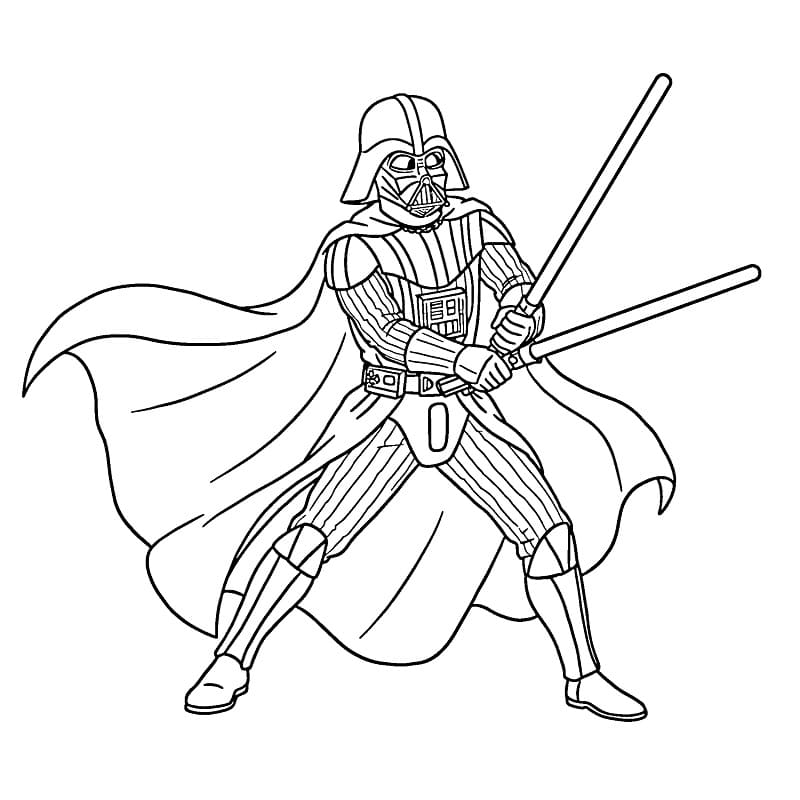 Fise de colorat cu Darth Vader din Star Wars