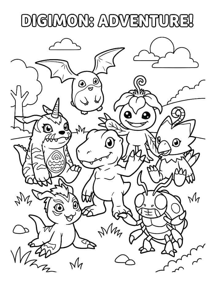 Fise de colorat cu Digimon de tipărit gratuit