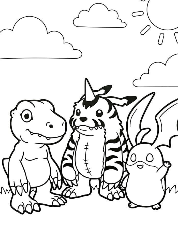 Fise de colorat cu Digimon foarte drăguț