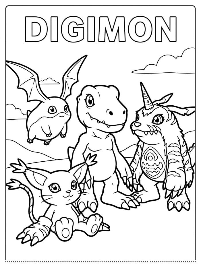 Fise de colorat cu Digimon gratuit pentru copii