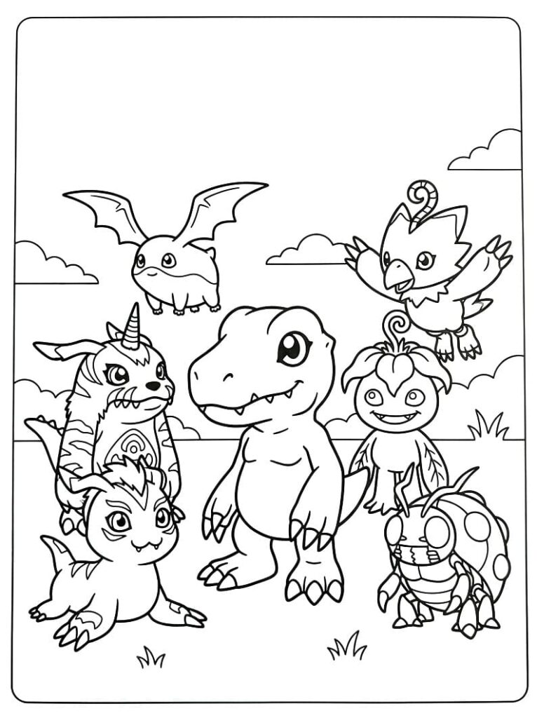 Fise de Colorat cu Digimon imprimabil pentru cei mici