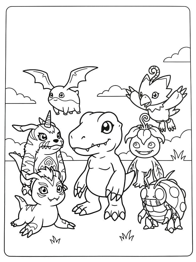 Fise de colorat cu Digimon imprimabil pentru cei mici