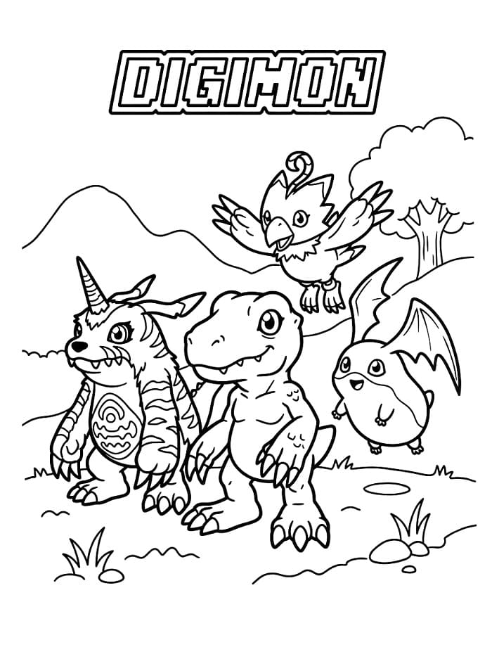 Fise de colorat cu Digimon pentru copii de 1 an